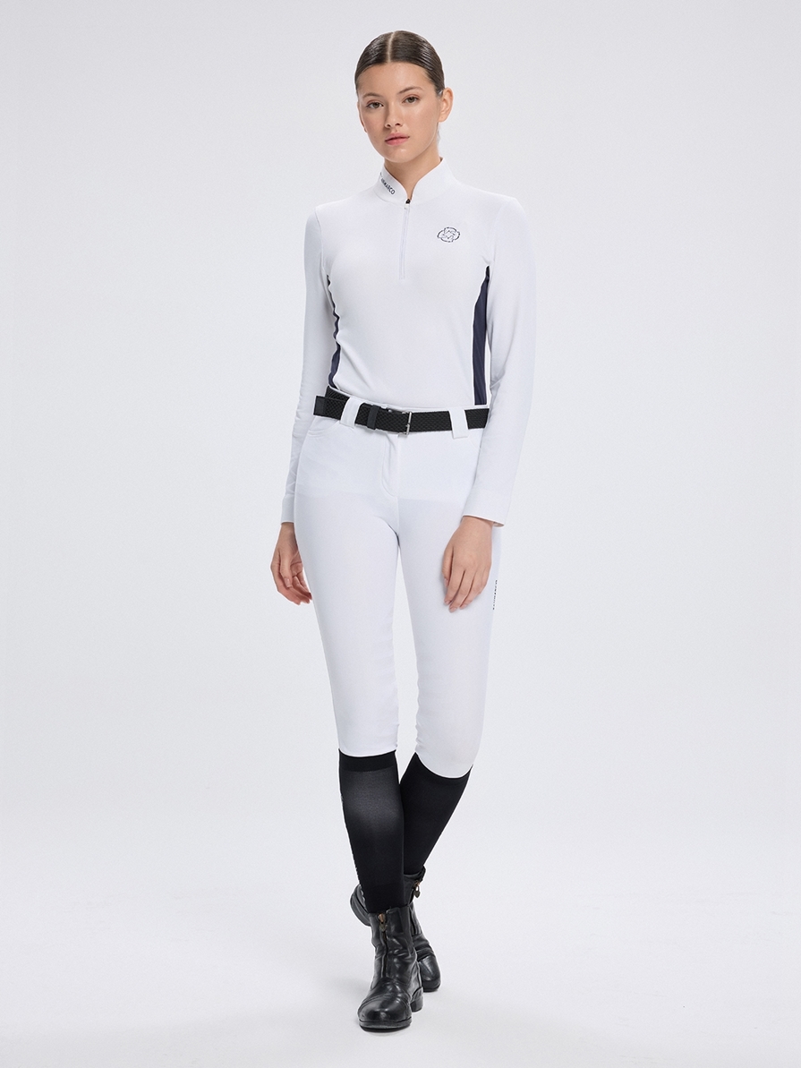 PAOLA WHITE/NAVY WOMEN'S COMPETITION POLO LONG SLEEVE 