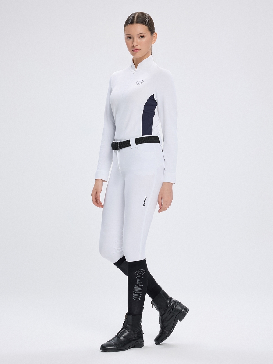 PAOLA WHITE/NAVY WOMEN'S COMPETITION POLO LONG SLEEVE 