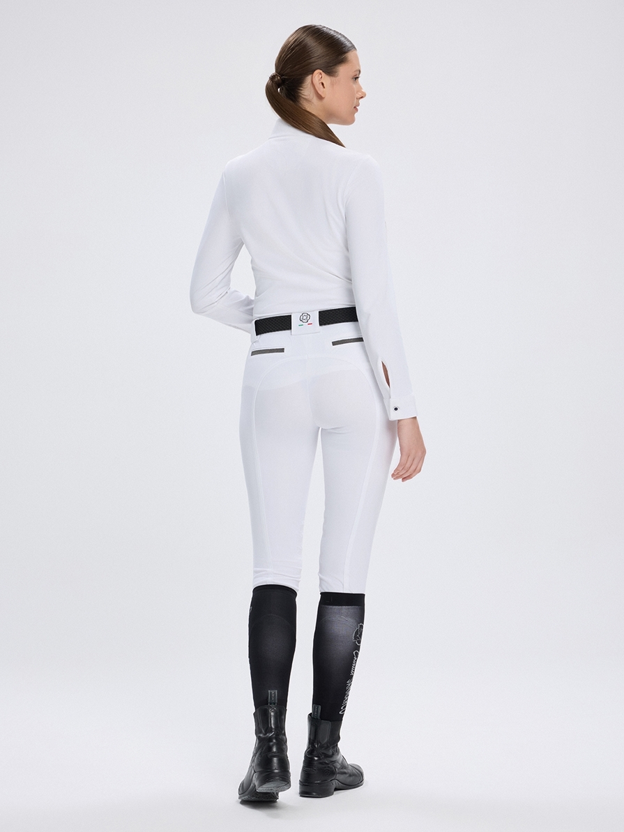 PAOLA WHITE/NAVY WOMEN'S COMPETITION POLO LONG SLEEVE 