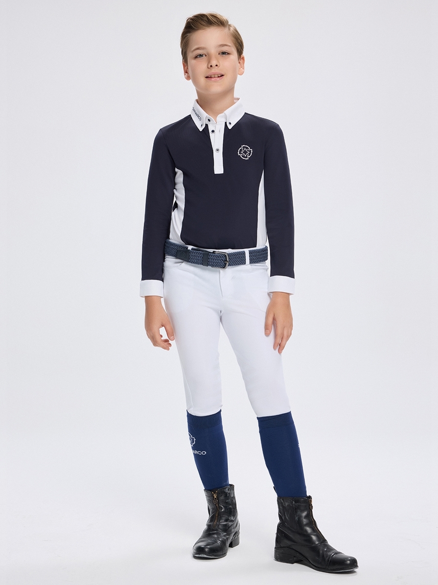 PAOLO-JR NAVY/WHITE ERKEK ÇOCUK UZUN KOL YARIŞMA POLO 
