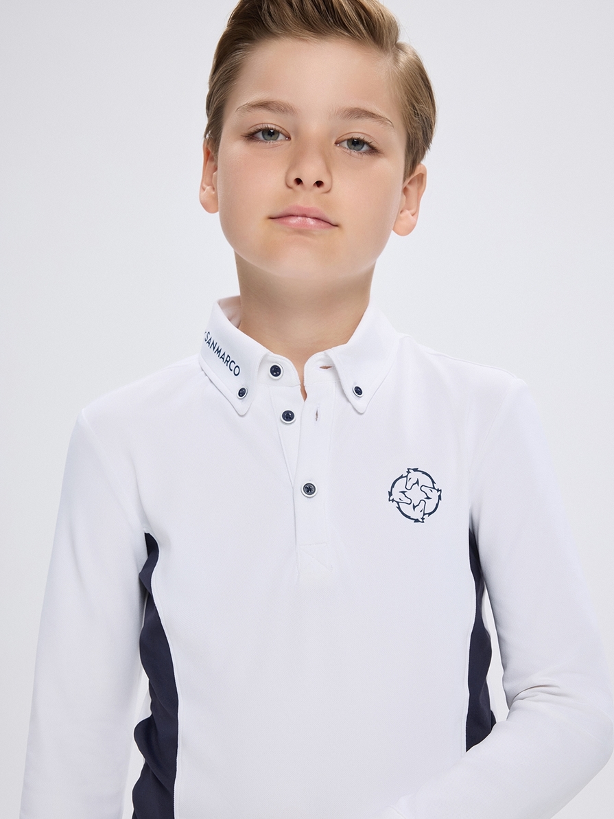 PAOLO-JR WHITE/NAVY ERKEK ÇOCUK UZUN KOL YARIŞMA POLO 