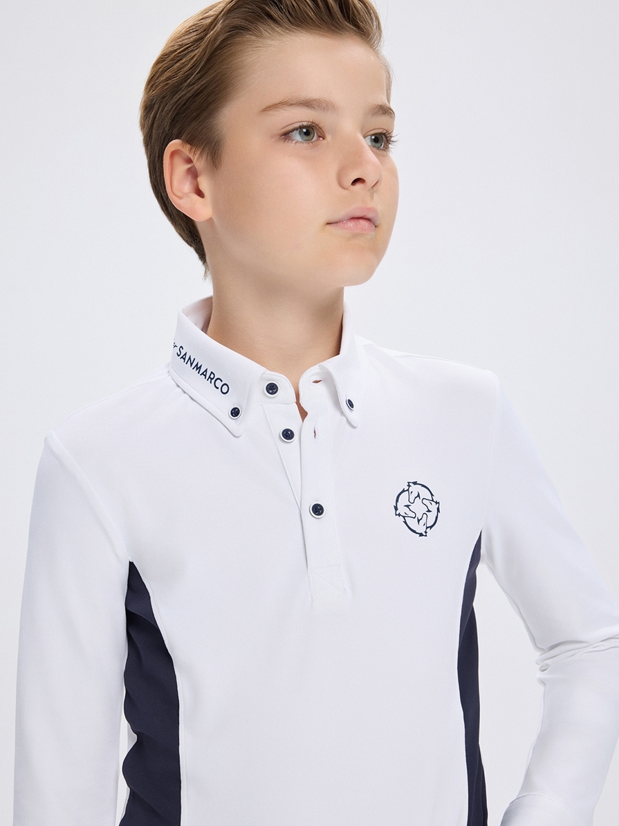 PAOLO-JR WHITE/NAVY ERKEK ÇOCUK UZUN KOL YARIŞMA POLO 