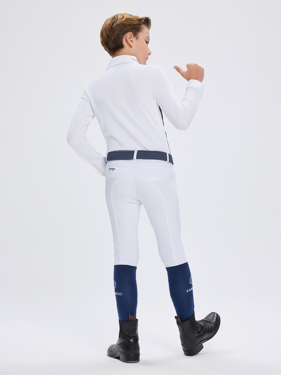 PAOLO-JR WHITE/NAVY ERKEK ÇOCUK UZUN KOL YARIŞMA POLO 