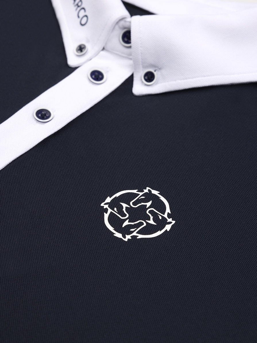 PAOLO NAVY/WHITE MEN'S COMPETITION POLO LONG SLEEVE 