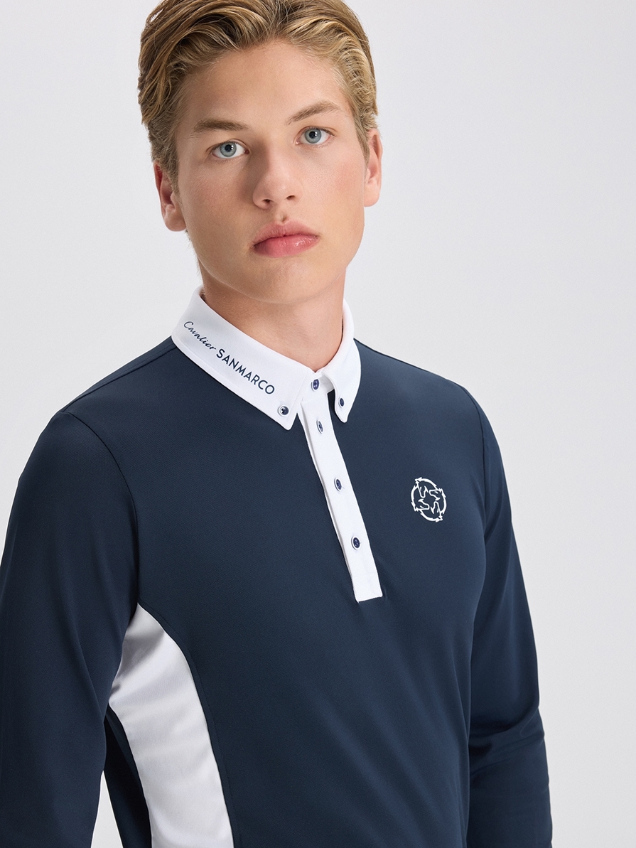 PAOLO NAVY/WHITE MEN'S COMPETITION POLO LONG SLEEVE 