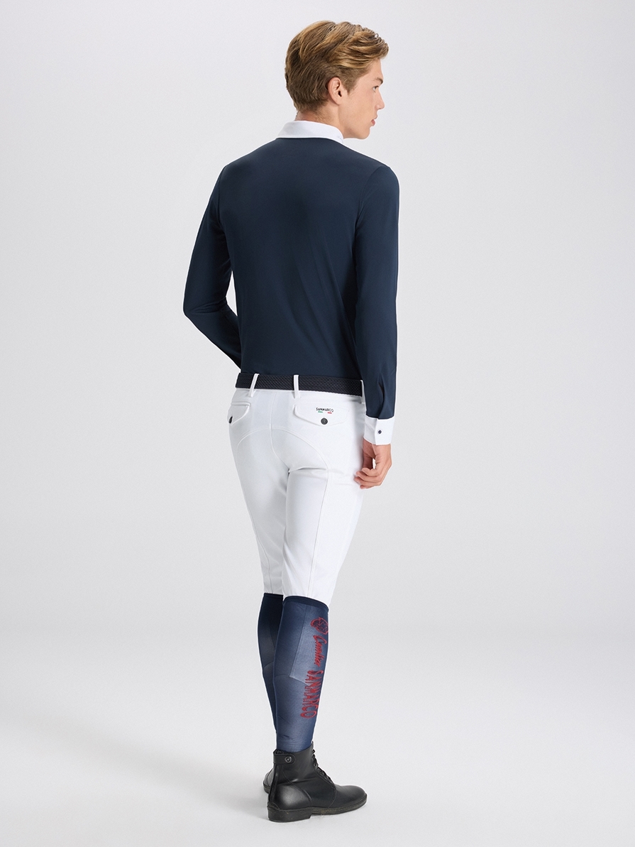 PAOLO NAVY/WHITE MEN'S COMPETITION POLO LONG SLEEVE 