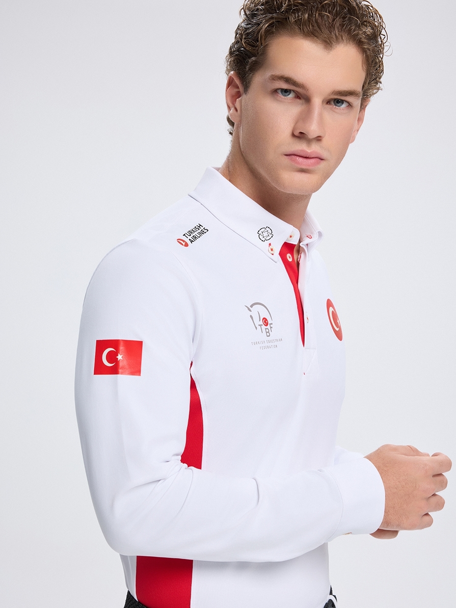 PAOLO-TBF WHITE/RED POLO DA CONCORSO UOMO MANICA LUNGA X TEAM TÜRKİYE