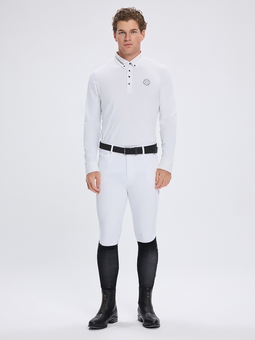 PAOLO WHITE MEN'S COMPETITION POLO LONG SLEEVE 