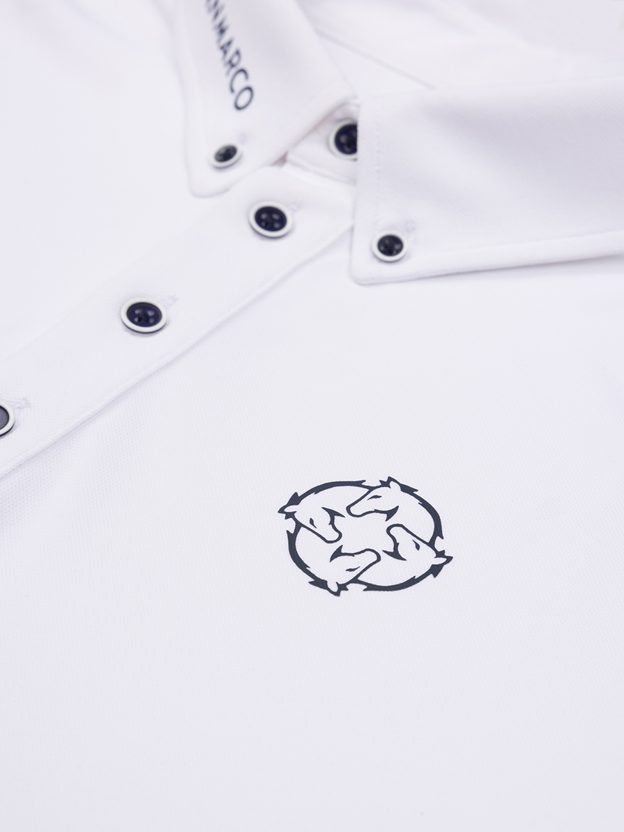 PAOLO WHITE/NAVY MEN'S COMPETITION POLO LONG SLEEVE 
