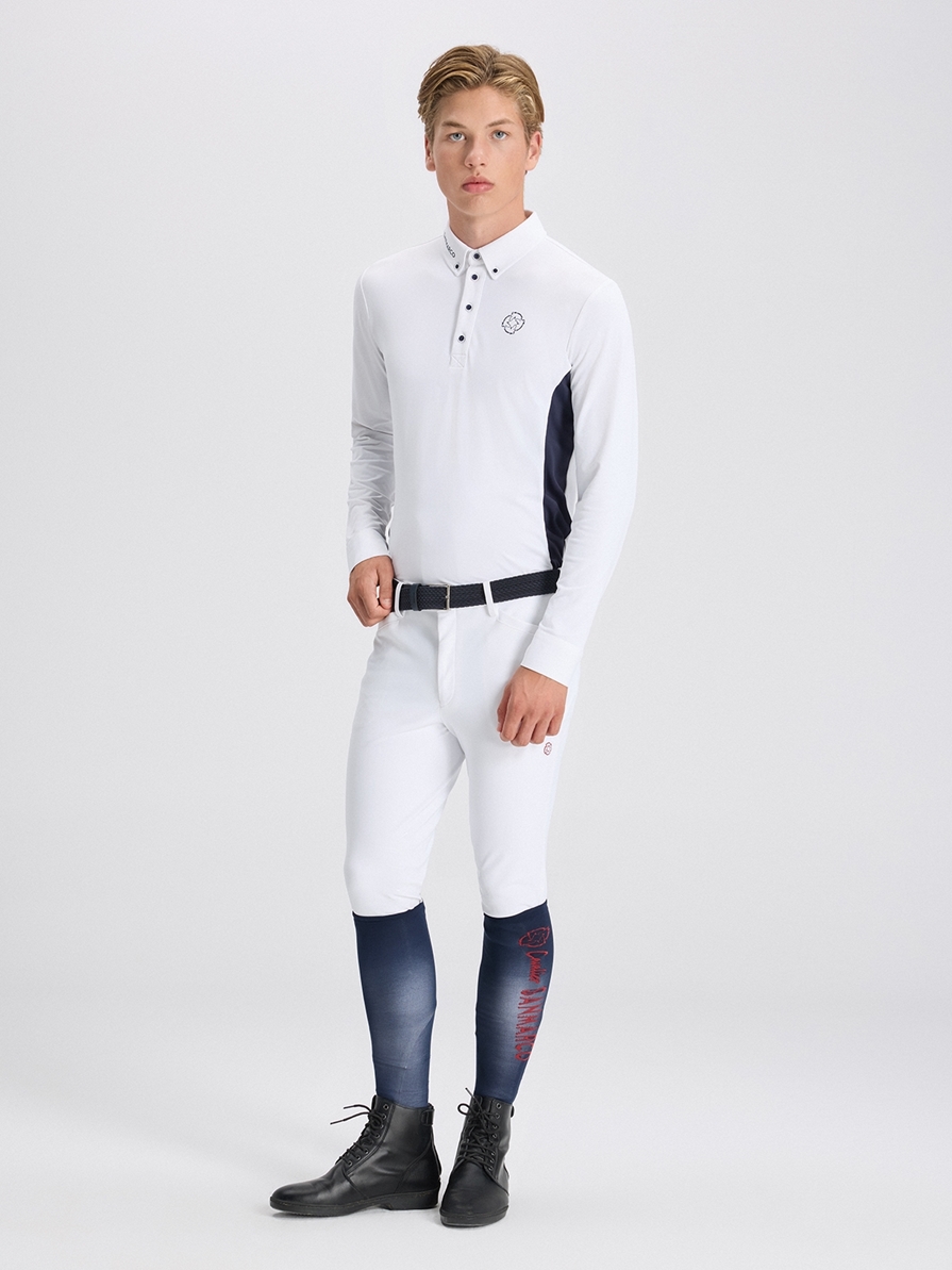 PAOLO WHITE/NAVY MEN'S COMPETITION POLO LONG SLEEVE 