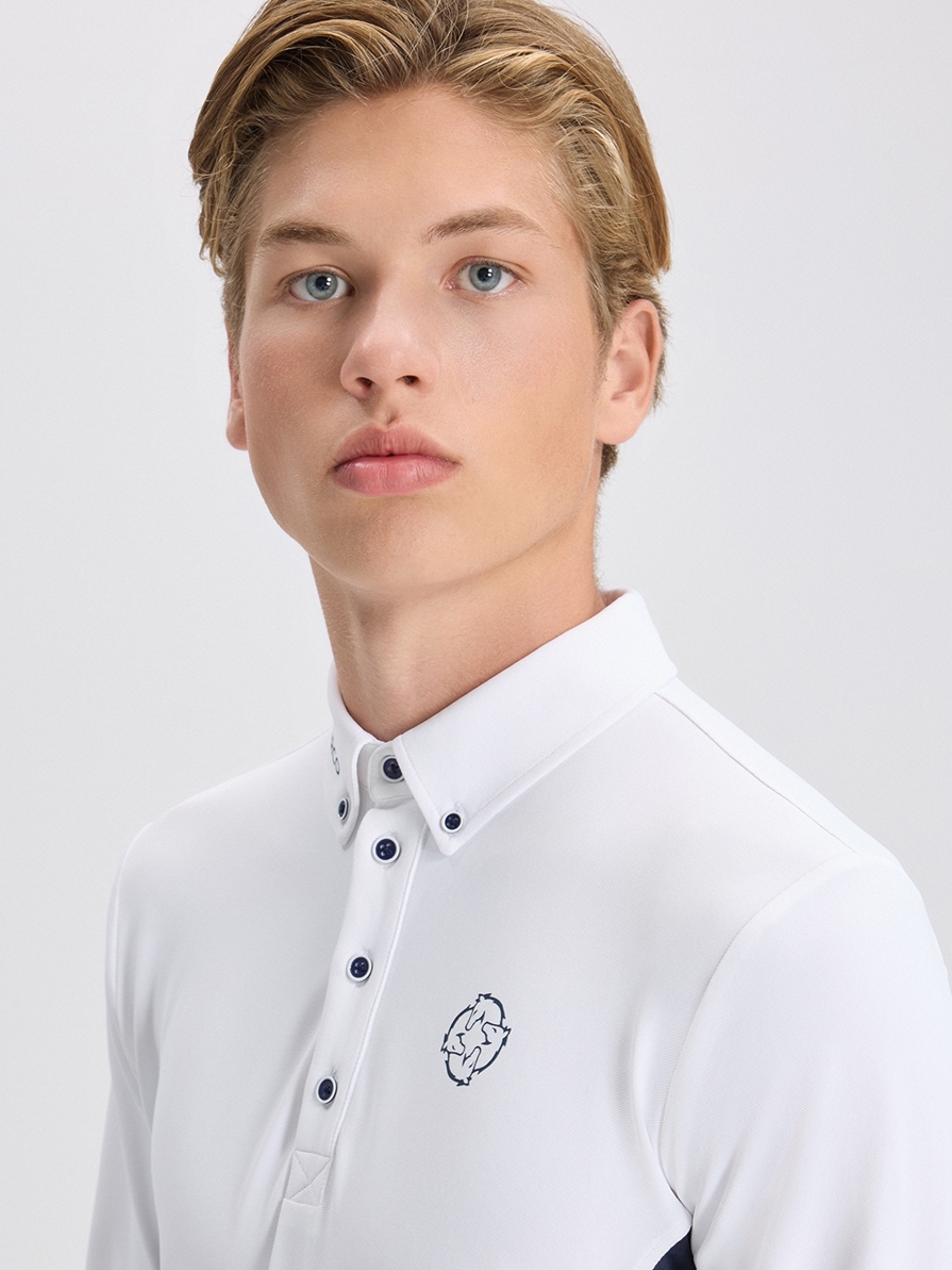 PAOLO WHITE/NAVY MEN'S COMPETITION POLO LONG SLEEVE 