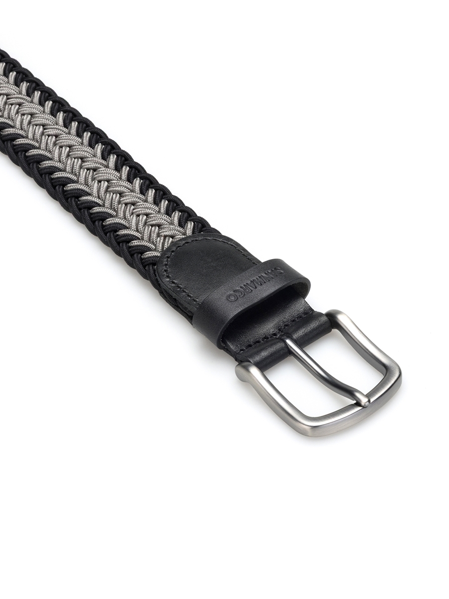 SANTIAGO GRAY/BLACK BRAIDED BELT 