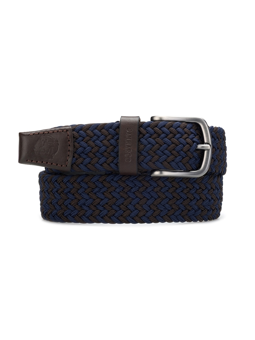SANTORINI BROWN/NAVY BRAIDED BELT 
