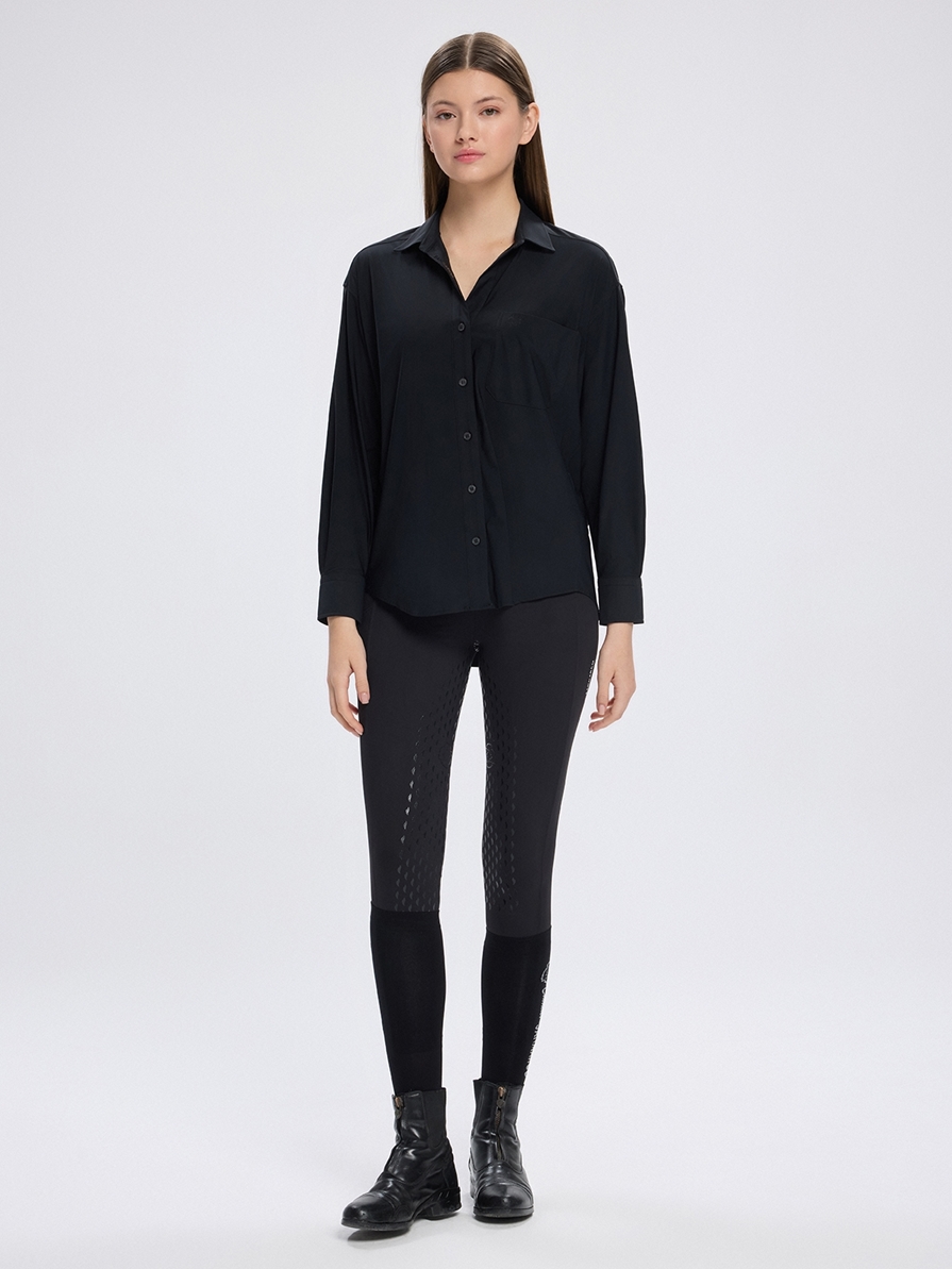 VENETA BLACK WOMEN'S OVERSIZE CASUAL SHIRT 