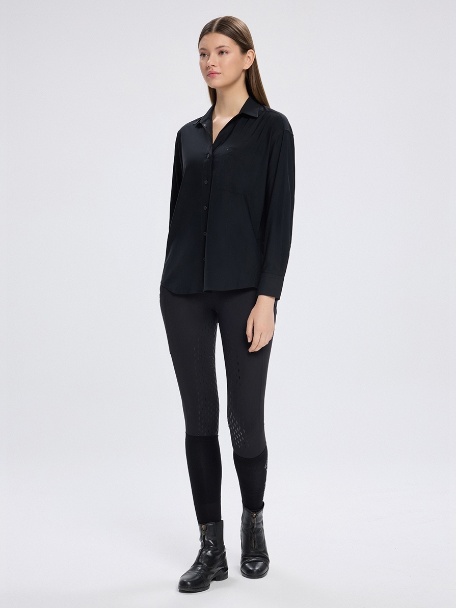 VENETA BLACK WOMEN'S OVERSIZE CASUAL SHIRT 