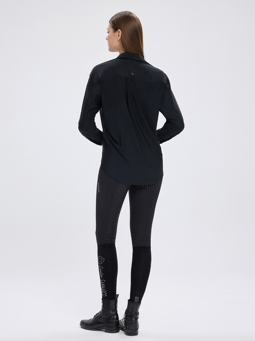 VENETA BLACK WOMEN'S OVERSIZE CASUAL SHIRT 