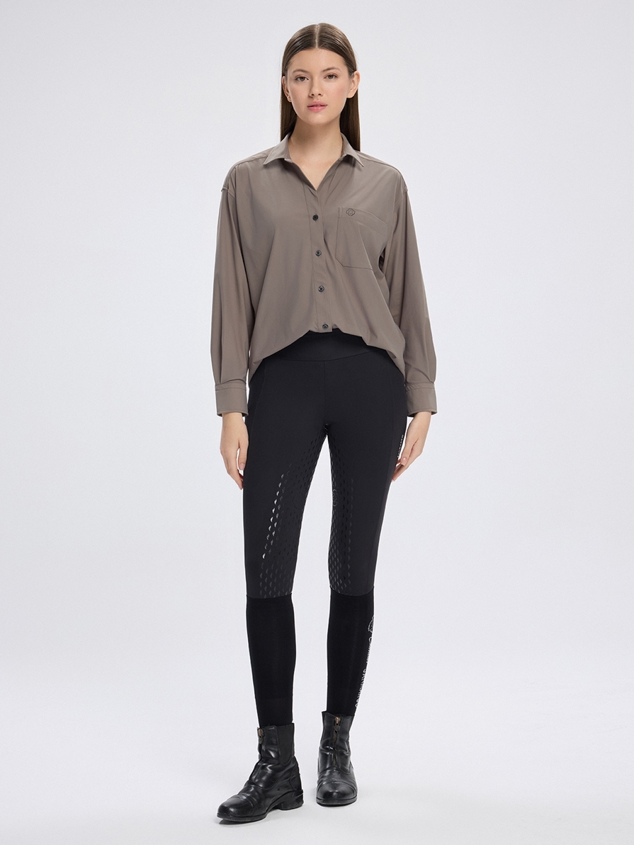 VENETA TAUPE WOMEN'S OVERSIZE CASUAL SHIRT 