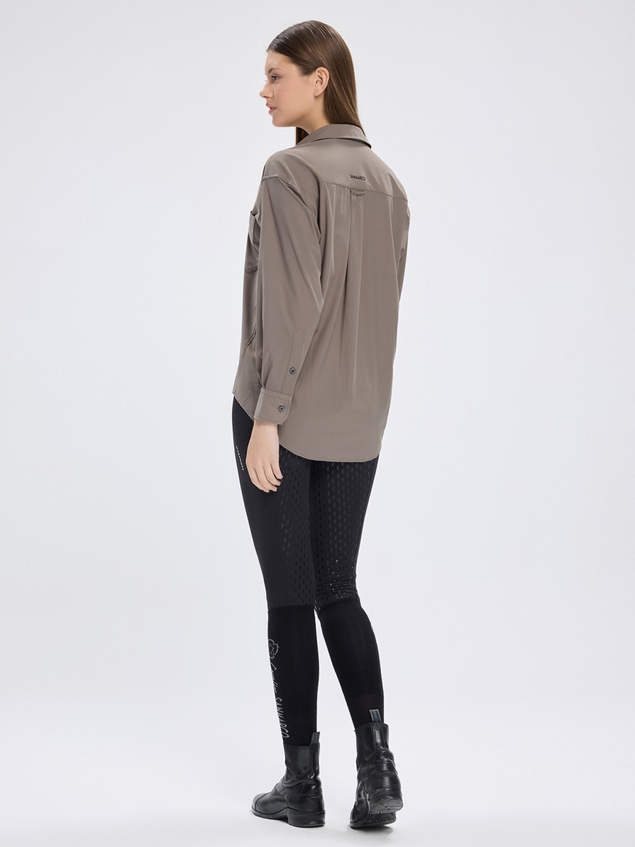 VENETA TAUPE WOMEN'S OVERSIZE CASUAL SHIRT 