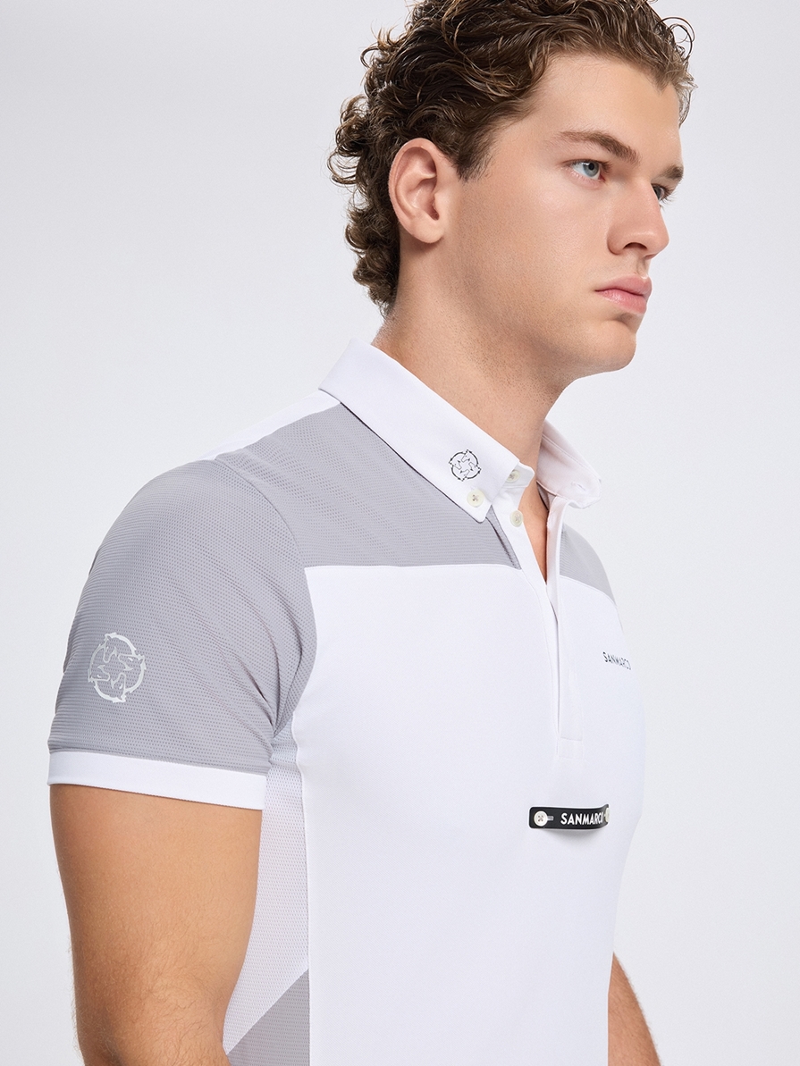 VITTORIO WHITE/GRAY POLO DA CONCORSO UOMO MANICA CORTA