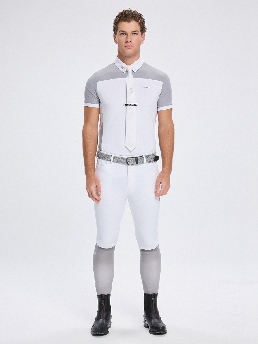 VITTORIO WHITE/GRAY POLO DA CONCORSO UOMO MANICA CORTA