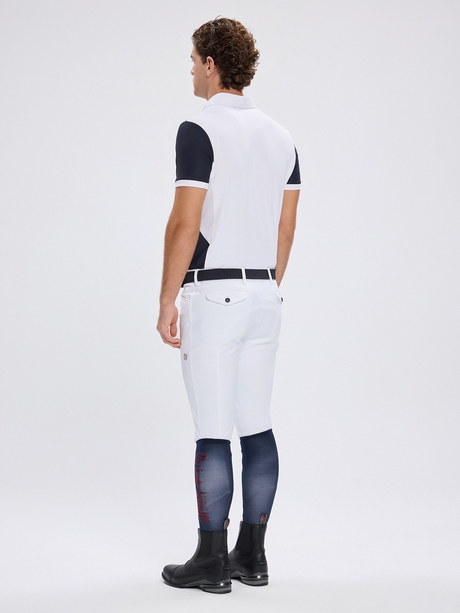VITTORIO WHITE/NAVY MEN'S COMPETITION POLO SHORT SLEEVE