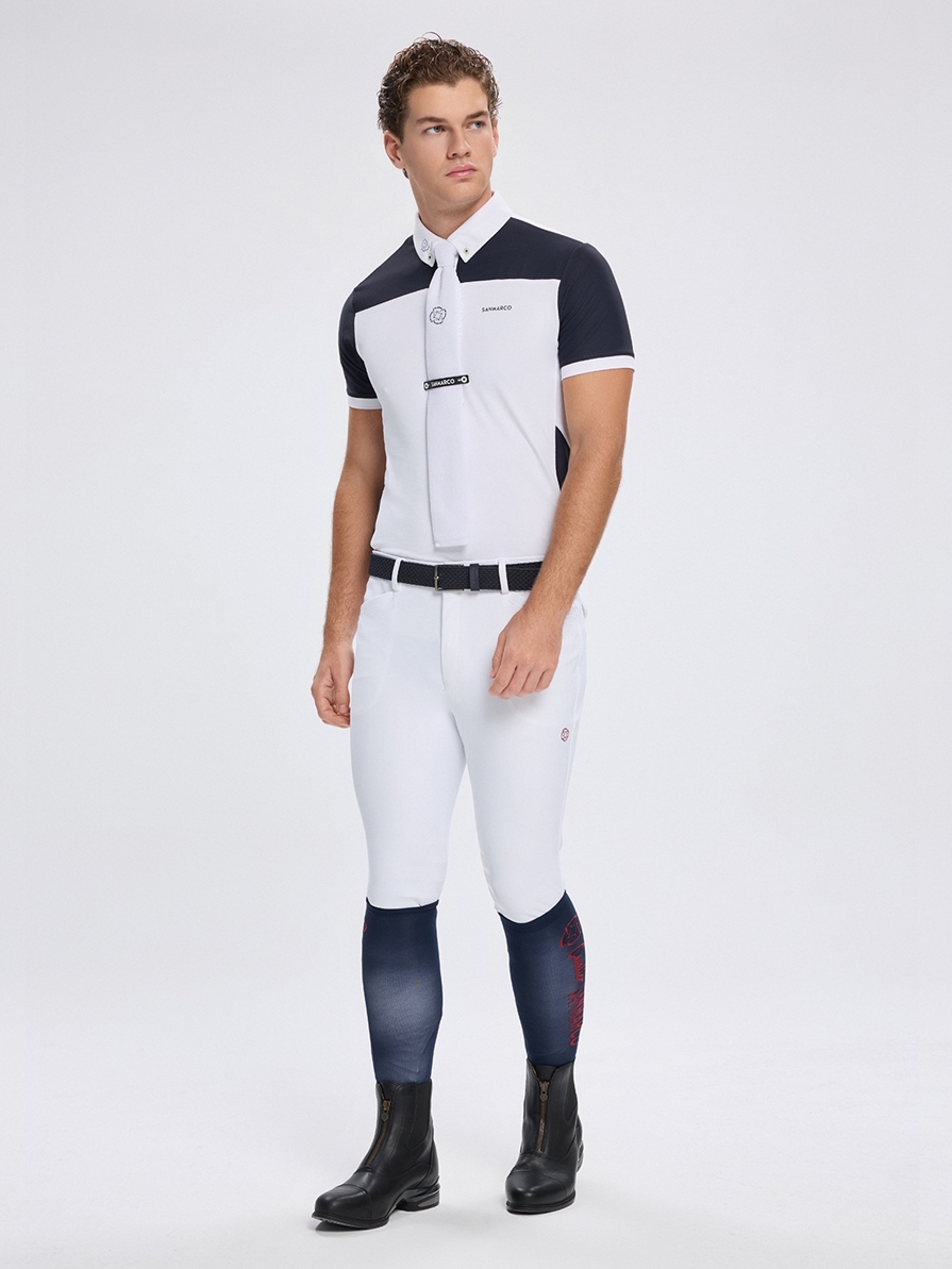 VITTORIO WHITE/NAVY MEN'S COMPETITION POLO SHORT SLEEVE