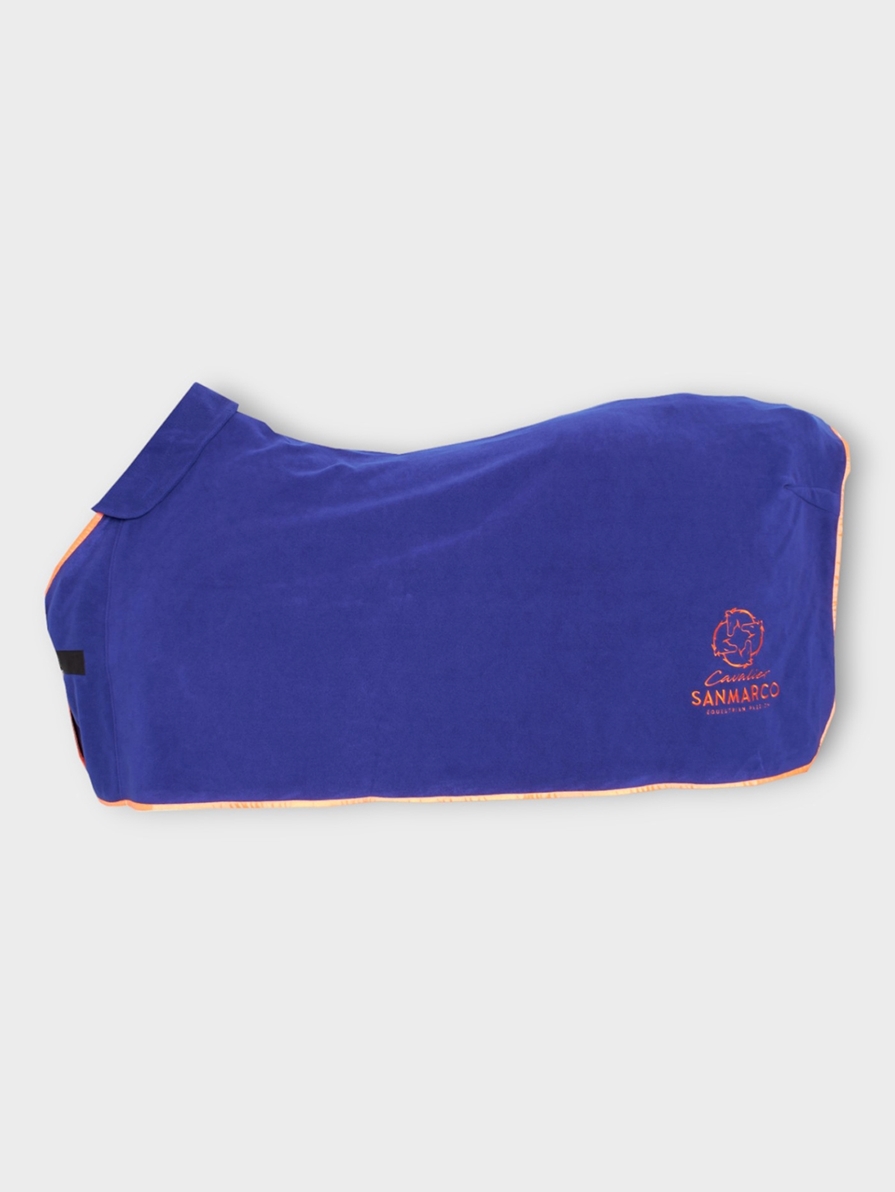WINDSOR ELECTRIC BLUE/ORANGE COPERTA IN PILE CON COLLETTO 